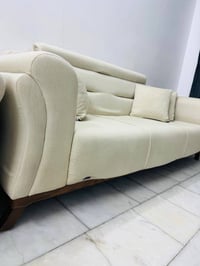 تخم تركي 4 قطع 2 كراسي و2 قنفات(8مقاعد) الخشب زان والقماش كتان  العنوا...