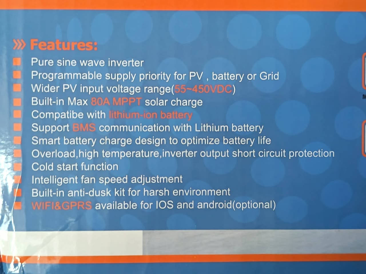 عاكس شمسي هجين (Hybrid Solar Inverter) من ماركة SUMRY، ينتمي لسلسلة SP.تتميز هذه الأجهزة بـ موجة جيبية نقية (Pure Sine Wave)، وتدعم الألواح الشمسية، والبطاريات، والشبكة العامة..تشمل الميزات الإضافية شاحن MPPT مدمج ودعم التواصل مع بطاريات الليثيوم.

التواصل عالخاص او واتساب ***********. يوجد توصيل لكل المحافظات.

