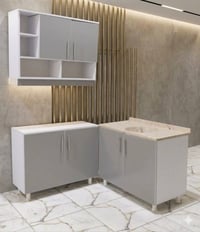 كاونتر MDF • ٣ قطع • سنك مرمر