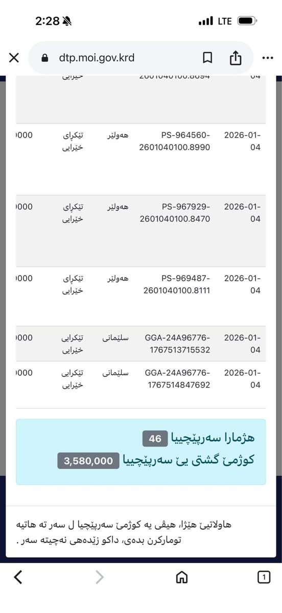 Camry 2011
3580 سێ ملیۆن و پێنج سەدو هەشتا هەزار غرامەی لەسەرە دوای مامەڵە دەیگەڕێنمەوە
سەنەوی و ژینگەو هەزەی نوێیە تاوەکو 5/4/2028
مواصفات
کوشین کارەبا -سوکان ڤۆلێۆم-تحدید سرعە-لایت زینۆن-شاشە ئایپاد
گێڕو مەکینەو تەبرید و تەقەو ڕەقە بەشەرت
3پارچەی بێ بۆیاغە بێ ژوورێ بێ لێدران

کامري 2011 LE 

٣٥٨٠ غرامه 
رقم سنويه هزه جديدة ٥/٤/٢٠٢٨

 كشنات كارباي ستيرن فوليوم تحديد سرعه ليتات زينون عالي ونصي فول ✅شاش كاميره تدفه تبريد كله فول ✅كير مكينه مكفول به شرط لاا تنقيص ولاا بخار
٣ قطعه صبغ بدون دواخل
رقم تلفون:*********** أربيل, العراق
