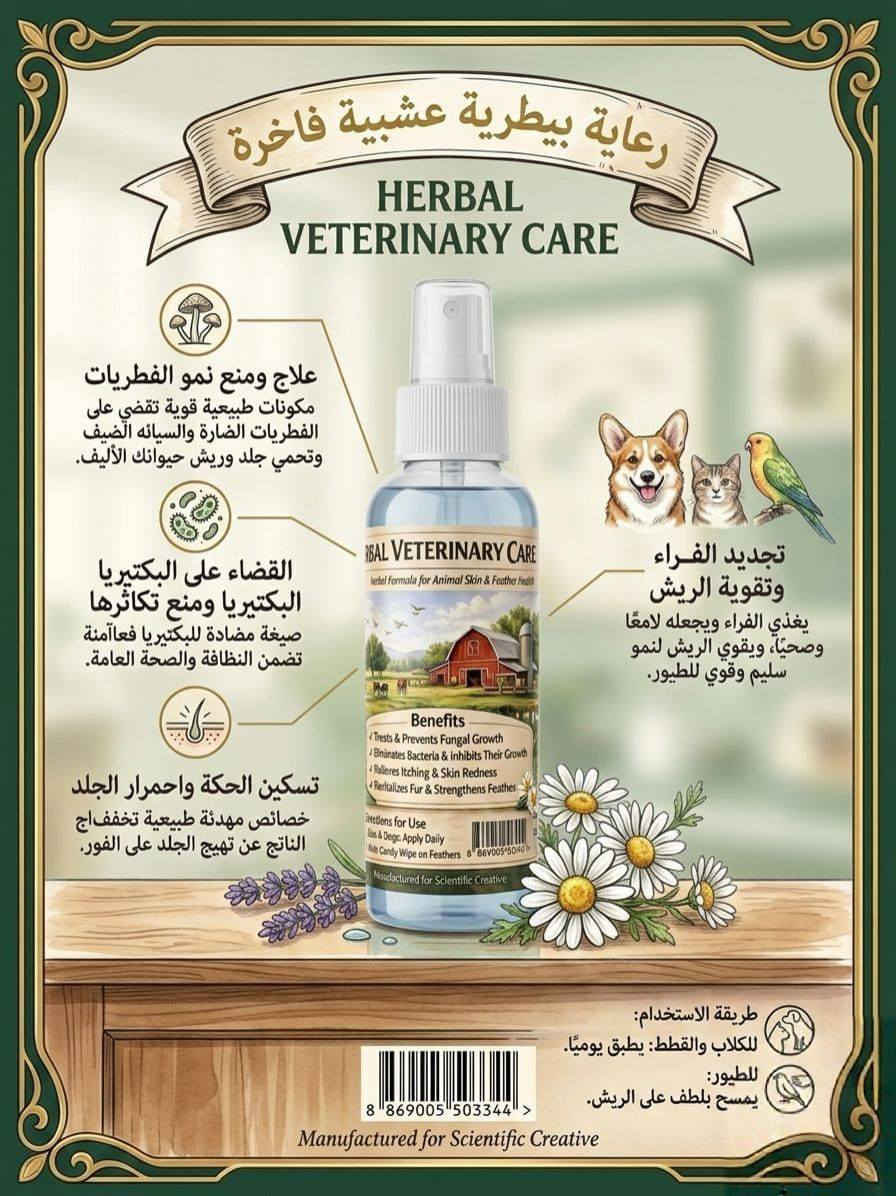 رعايه بيطريه كامله لحيواناتك الاليفه
هل يعاني اليفك او طائرك من نتف الشعر أو  الريش، الحكة، أو تهيج الجلد؟
الحل الآن متوفر لدينا في عيادة الدكتورة هاله الجميلي 🩺🐦

🔹 منتج عشبي بيطري فاخر وآمن
🔹 يقلل ويمنع تساقط أو نتف الريش
🔹 يهدئ الحكة ويعالج تهيج الجلد
🔹 يقاوم الفطريات والبكتيريا
🔹 يعزز صحة الجلد ويقوي الريش ويمنحه مظهراً لامعاً وصحياً

💡 مناسب لجميع أنواع الطيور الأليفة

📍 العنوان: الأعظمية – شارع المشاتل
📞 ***********

🌿 لأن صحة حيواناتك تبدأ من العناية الصحي
