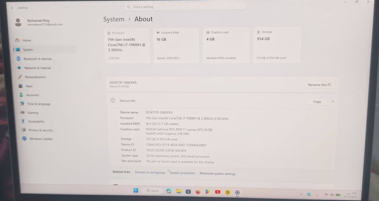 🔥 للبيع – MSI Gaming Laptop 🔥
جهاز MSI للألعاب والاستخدام الاحترافي، نظيف .
المواصفات:
🔹 المعالج: Intel Core i7-11800H (الجيل 11)
🔹 كرت الشاشة: NVIDIA GeForce RTX 3050 Ti 4GB
🔹 الرام: 16GB DDR4 3200MHz
🔹 التخزين: SSD بسعة 1TB (954GB)
🔹 النظام: Windows 11
🔹 شاشة Full HD
🔹 كيبورد بإضاءة خلفية واحرف عربي ونكليزي @
✅ مناسب للألعاب الحديثة، التصميم، المونتاج، والبرامج الهندسية. ✅ الجهاز نظيف ويعمل بكفاءة عالية. 
يجي وية شاحنة وجنطة فقط 

مكاني بغداد ماعدي توصيل


**إذا كنت صاحب هذا الإعلان وتريد حذفه لأي سبب، رجاءا أرسل رسالة إلى الدعم الفني**