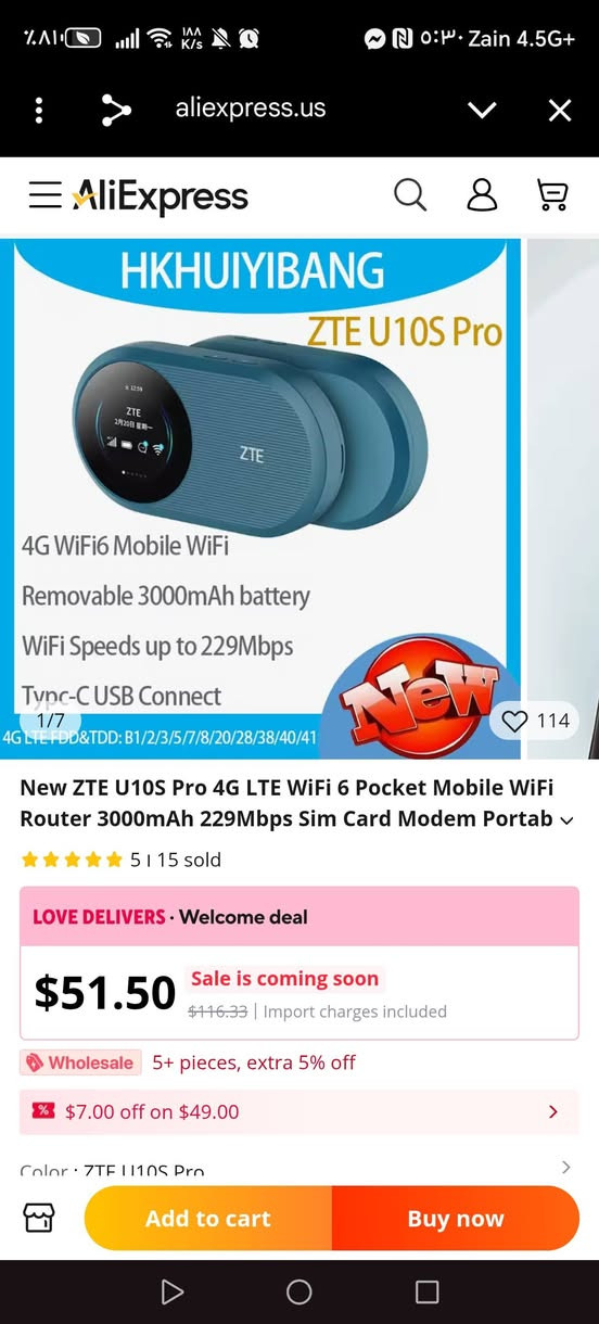 راوتر محمول من شركة zte
يدعم وايفاي 6
السعر 25 الف فقط


**إذا كنت صاحب هذا الإعلان وتريد حذفه لأي سبب، رجاءا أرسل رسالة إلى الدعم الفني**