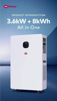 يتوفر بكج مدمج مكون من أنفيرتر 3.6kw + بطارية 8kwh يمكن ربطه مع أو بدو...