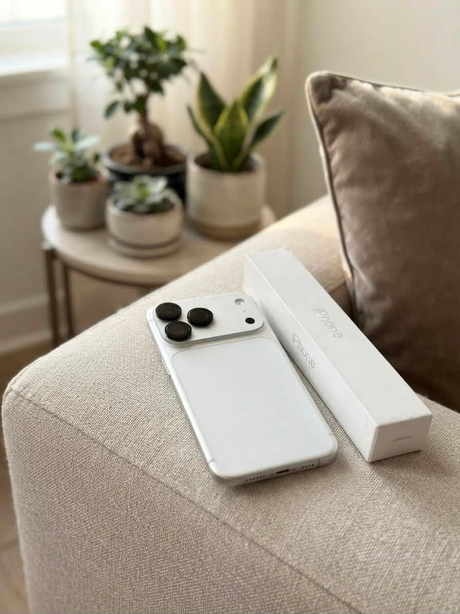ايفون (17pro max) 
♛  . اللـون سـلفر / ابيض ◻️
✧ . شـريحة فـعلـية (  ZA/A  )✔️
✧ . بطـارية .-  98% اليـوم نزلت 🔋
✧ .الذاكرة - 256G -
✧ . النضـافة 100% ✨
✧ . بعـده داخل الضمـان ✔️
✦ . السـعر   1,790   وبـيي مجـال 
☏ .***********
