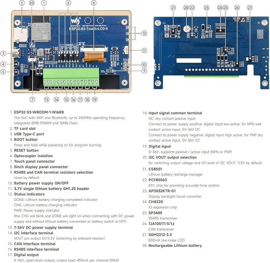 متوفر شاشة احترافية 
Waveshare ESP32-S3 5inch Capacitive Touch  Display Development Board, 5-Point Touch, 32-Bit LX7 Dual-Core Processor, Support Wi-fi & BLE, with Onboard Antenna, 1024x600 Display   جديد . للاستفسار على الخاص Resolution


**إذا كنت صاحب هذا الإعلان وتريد حذفه لأي سبب، رجاءا أرسل رسالة إلى الدعم الفني**