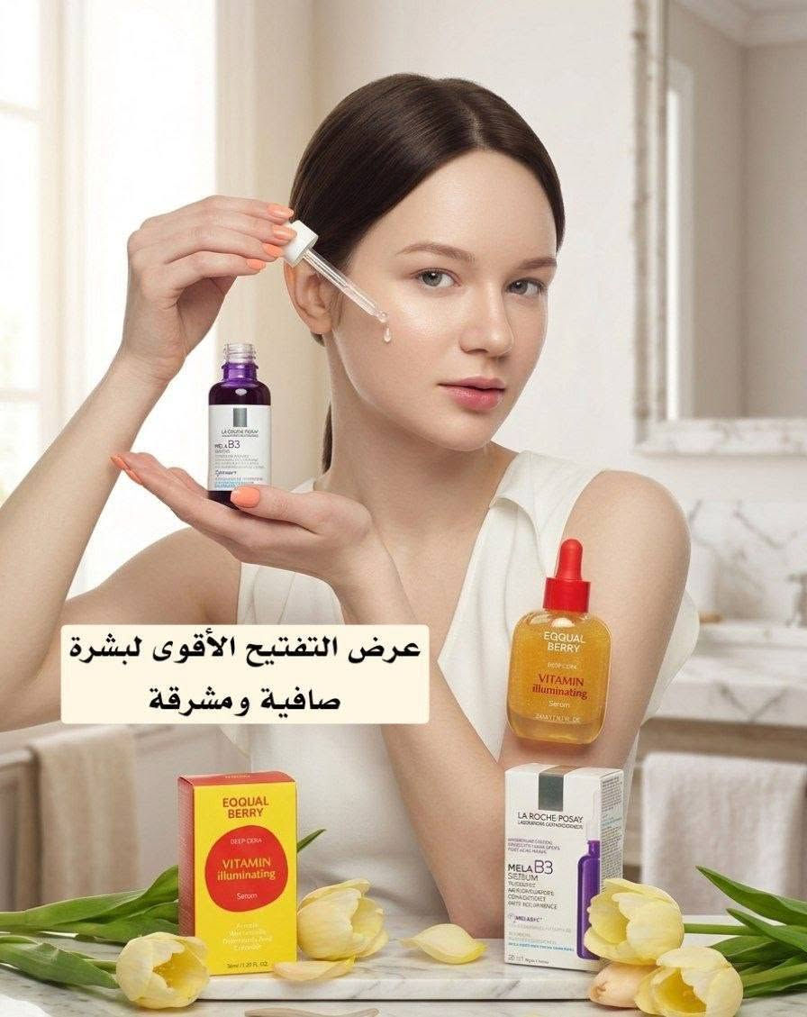 أقوى عرض تفتيح للبشرة صار متوفر 💛💜
مع منتجات أصلية من براند La Roche-Posay و EQQUAL BERRY للحصول على بشرة صافية، موحدة ومليانة إشراقة ✨

💜 سيروم La Roche-Posay Mela B3 Serum
من أشهر سيرومات التفتيح والعناية بالبقع الداكنة، يحتوي على النياسيناميد وفيتامين B3 ليساعد على تخفيف التصبغات وآثار الحبوب ومنح البشرة لون موحد وإشراقة طبيعية.
يمتاز بقوام خفيف سريع الامتصاص ويناسب البشرة الحساسة أيضاً، ويساعد على تحسين ملمس البشرة وتقليل ظهور العلامات مع الاستخدام المستمر ✨

🧡سيروم EQQUAL BERRY Vitamin Illuminating Serum
سيروم غني بمكونات فعالة مثل النياسيناميد، الترانكسامك أسيد والسيراميد، يساعد على تفتيح البشرة، ترطيبها بعمق وتقوية الحاجز الطبيعي للبشرة.
يمنح البشرة نضارة ولمعة صحية ويقلل مظهر الإرهاق والبهتان حتى تبدو البشرة أنعم وأكثر حيوية 🧡

💜 سيروم La Roche-Posay
🇫🇷 فرنسا💯
💛 سيروم EQQUAL BERRY
🇰🇷 كوريا 💯
سعر العرض 35
🚘يوجد خدمة توصيل لجميع محافظات العراق ٤ الاف🚘


**إذا كنت صاحب هذا الإعلان وتريد حذفه لأي سبب، رجاءا أرسل رسالة إلى الدعم الفني**