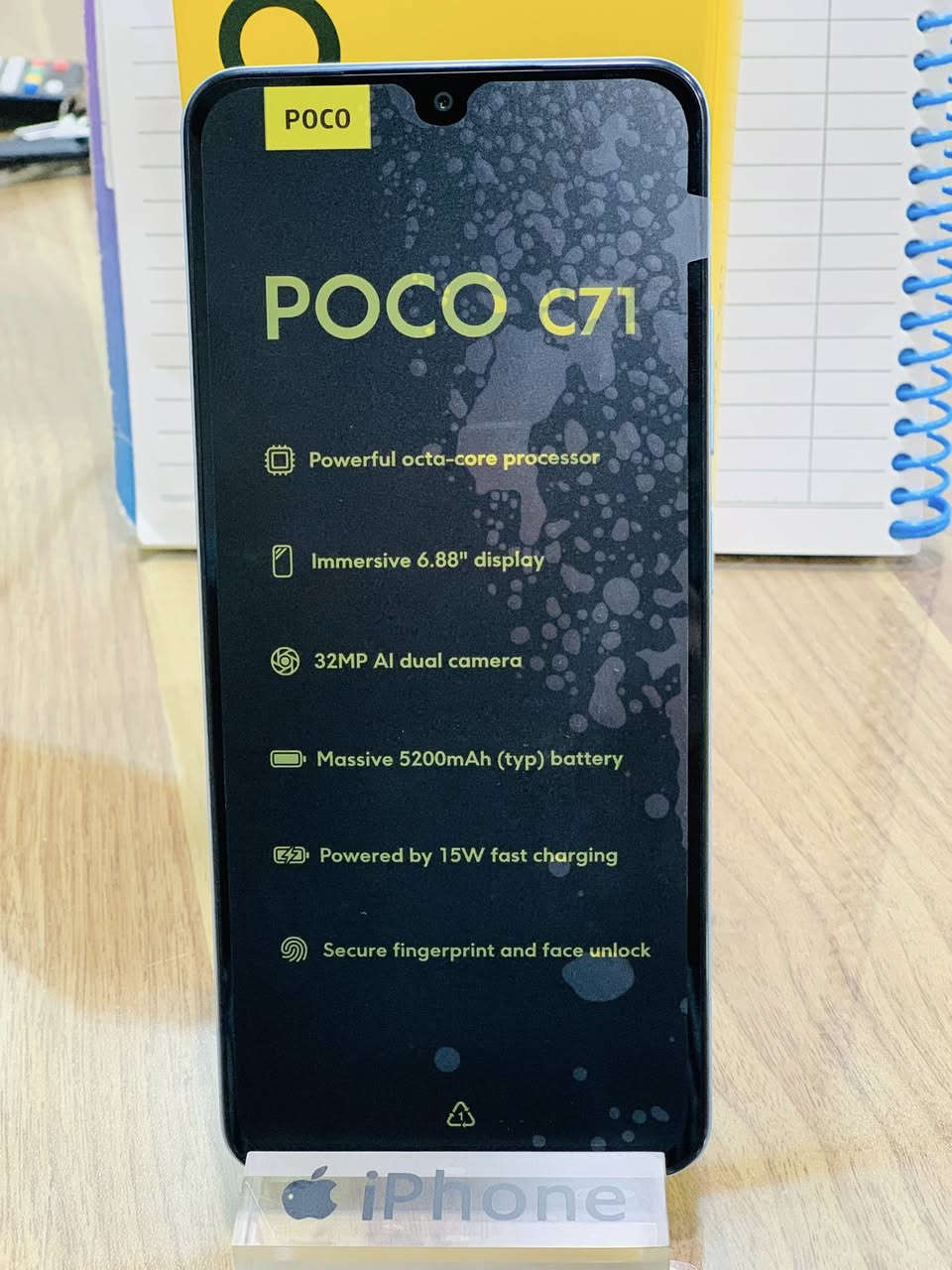 السلام عليكم جهاز poco c71 للبيع
المواصفات
حجم الشاشة 6.8 انج
معدل تحديث الشاشة 160 هرتز
سعة الذاكرة 128والرام 4 كيكة
البطارية 5200 mah
شاحن 15w سوبر جارج
المعالج Unisoc T7250
الكامرة الخلفية Megapixel 32
الكامرة الامامية Megapixel 8 
للاستفسار ‭0786 847 1691
