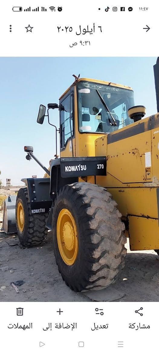 شفل كوماتسو 270 دفع رفع فول مكينة جاهزة للعمل قمارة دور تدفئه تبريد ليبر واحد. رقم بغداد مشروع وطني تحويل ثاني يوم المكان بغداد الزعفرانيه السعر190///***********
