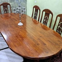 ميز طعام • ٧ كراسي • نقش يدوي