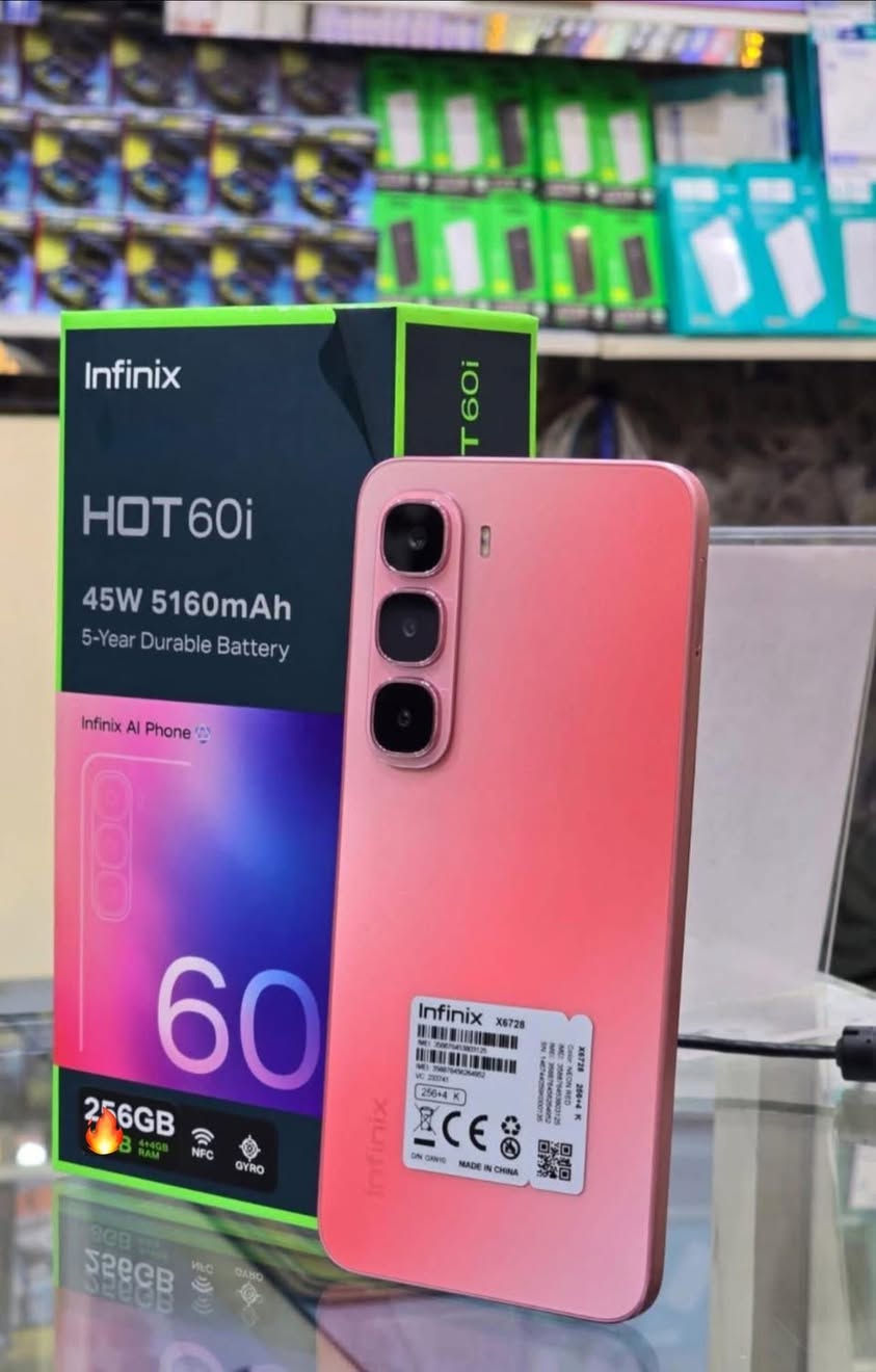 #قسم الجديد
انتباه✅ بسعر 🔥150 ألف🔥150 ألف🔥تفليش الاسعار
انفينكس Hot 60i   ذاكره  256 القوه والمتانه والجمال💛💛
✅المعالج:  Mediatek Helio G81 اداء سريع 
✅الكاميرا: دقه عاليه 50 ميكابيكسل تصوير احترافي 
✅الشاشه: حجم عملاق 6,7 بوصه 120 هرتزLCD 
✅البطاريه: 5160 ملي أمبير مع شحن سريع جدا
الشطره قرب قصر الحاج خيون رقم قسم المبيعات *********** نتشرف بزيارتكم 💛💚
