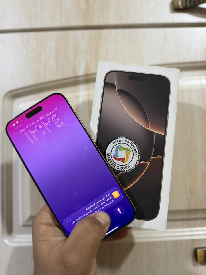 سلام عليكم  آيفون 16 برو ماكس عدد2
1-آيفون 16 برو ماكس ضامن ABM  ذاكره 256 لون دزرت
جهاز بطاريه 97 🔥جهاز كلش نضيف ومكفول من كلشي

2-آيفون 16برو ماكس ذاكره 256 ضمان ماستر لون دزرت بطاريه 93🔥 الجهاز كلش نضيف ومكفول من كلشي

العنوان:بغداد 
‭0780 455 9557‬
