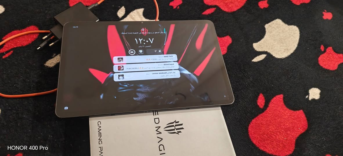 السلام عليكم متاح
تاب ريد ماجك نوفا
حجم الشاشه 10 
ذاكره 256
عشوائيه 12 
معالج سناب دراگون 8 جين 3
معدل تحديث الشاشه 144 فريم
يشغل ببجي 120 فريم
اندرويد 15 
السعر 700 و بي مجال بسيط
شراي تعال خاص و تدلل
رقمي *********** بي واتساب ايضاً
مكاني بغداد الكاظميه و تحياتي للجميع
