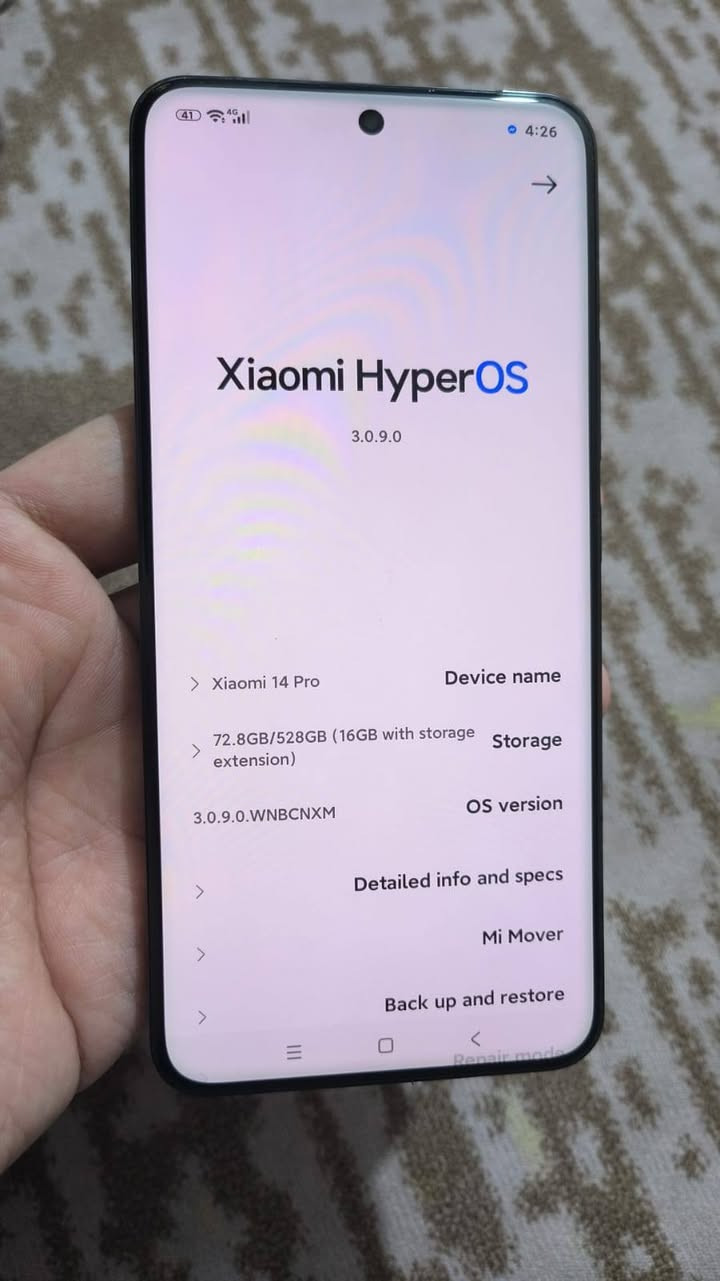 شاومي مي 14 برو ذاكرة 512 رام 16 نسخه صينيه فقط جهاز وكفر لون اسود ب 625 الف لو مرواس بغداد جميلة ***********
