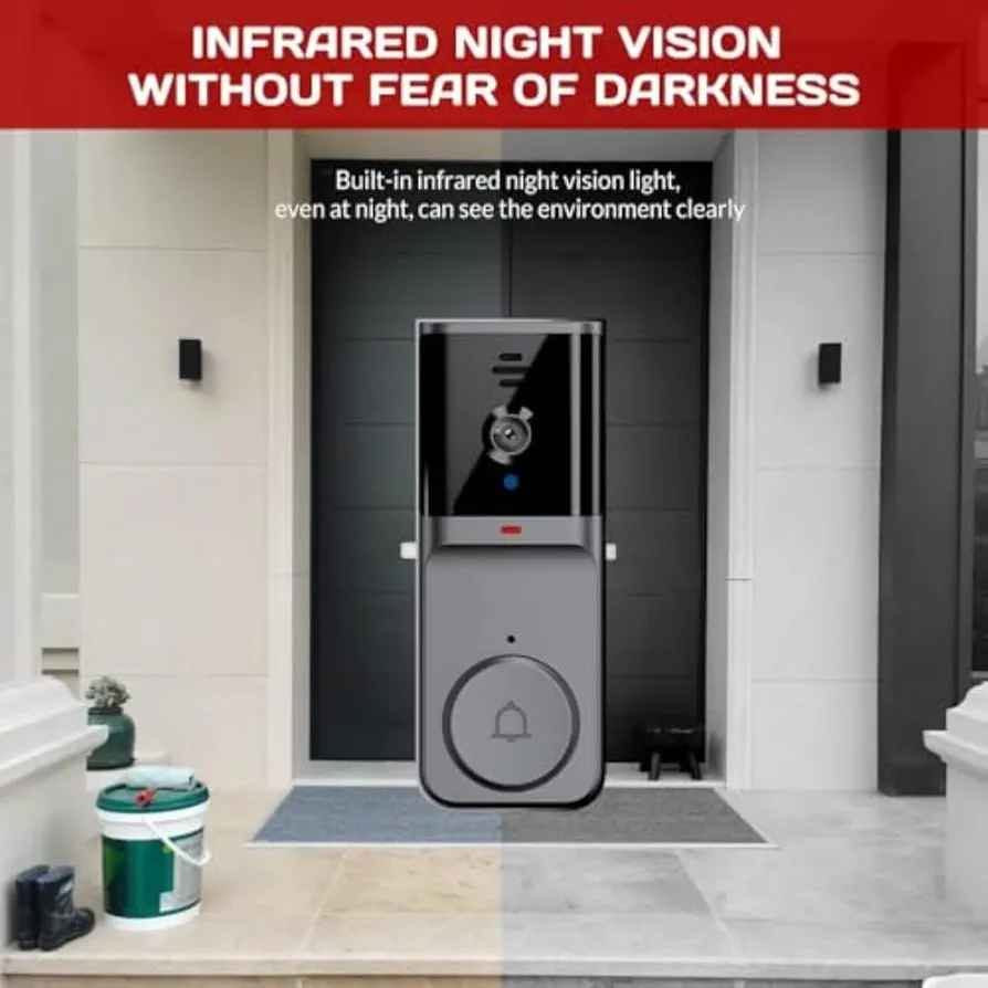 1080P Wireless Video Doorbell No WiFi Needed With Display Screen 2 Way Audio Doorbell Camera Monitor Waterproof No Subscription

پێویستی بە انتر نێت و بەرنامە نیە ڕاستەوخۆ رەبطی شاشەکە ئەبێت

Top highlights
[NO WIFI REQUIRED] Enjoy hassle-free installation and use anywhere, as this wireless doorbell camera operates independently of WiFi, making it perfect for locations without internet access.
[STABLE CONNECTION] Utilizing a reliable 4G module, experience stable and clear video and audio transmission that enhances your home security.
[TWO-WAY AUDIO] Communicate directly with visitors through the built-in two-way audio feature, providing convenience and peace of mind from anywhere in your home.
[ CAPABILITY] Equipped with technology, this camera ensures clear visibility in low light conditions, making it for nighttime monitoring.
[SUBSCRIPTION COMPLIMENTARY OPERATION] Enjoy the benefits of a smart visual doorbell without any subscription fees or app requirements, simplifying your home security solution.
See less
Product specifications
Brand ‎EpheyFIF
Model Number ‎3F7JO09XNG97013IH5PSG2ZA9
Colour ‎Black
Product Dimensions ‎20 x 16 x 6 cm; 429 g
Material ‎ABS
Item Weight ‎429 g
Additional Information
ASIN: B0G493GH87
Customer Reviews: 2.9 out of 5 stars 7Reviews
Best Sellers Rank:
100,365 in DIY & Tools (See Top 100 in DIY & Tools)
218 in Video Doorbells
Date First Available: 27 Nov. 2025
Product image gallery السليمانية, العراق


**إذا كنت صاحب هذا الإعلان وتريد حذفه لأي سبب، رجاءا أرسل رسالة إلى الدعم الفني**