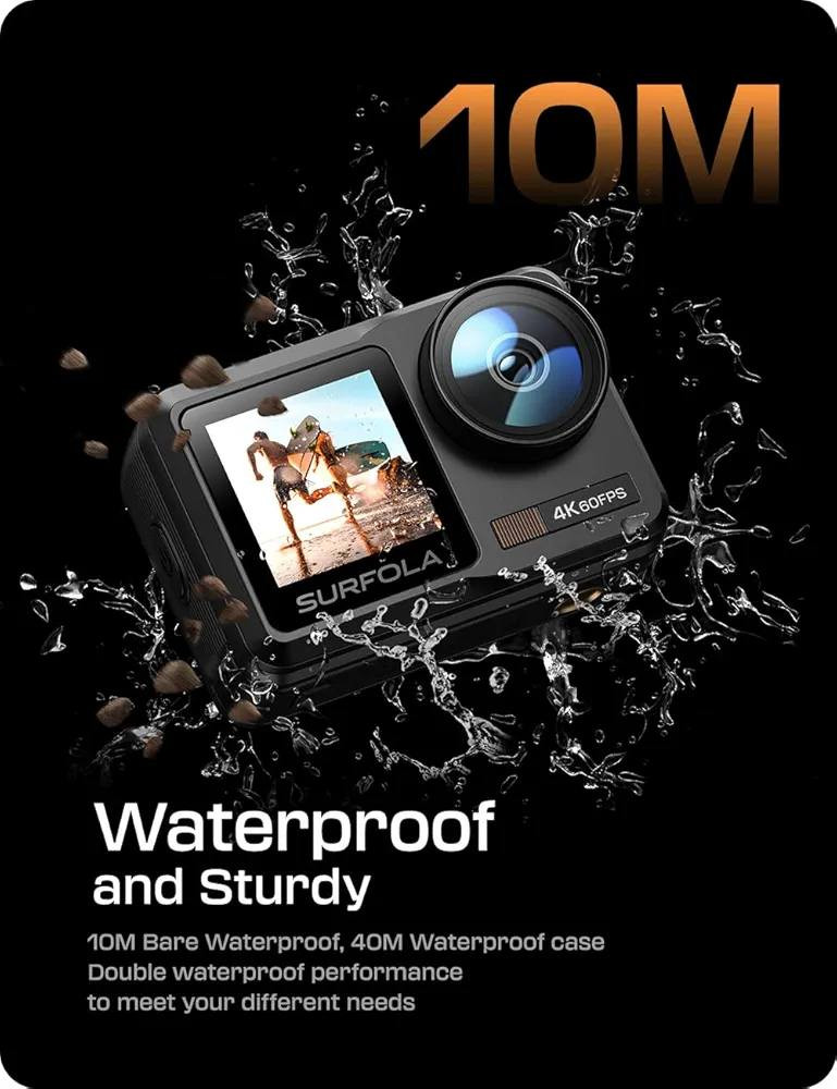 كاميرة مغامرات 4K وايفاي شاشتين Surfola SF630 
السعر 75,000 دينار فقط 🔥

🎥 تصوير بدقة 4K بمعدل 60 إطارًا في الثانية مع صور بدقة 24 ميجابكسل يمنحك لقطات أكثر سلاسة ووضوحًا مقارنة بكاميرات 30 إطارًا، ما يجعله مثاليًا لتصوير المشاهد الرياضية السريعة أو المناظر الطبيعية الغنية بالتفاصيل بجودة عالية وإبداع أكبر.
🌊 مقاومة للماء حتى 10 أمتار بدون غطاء حيث يمكن استخدام الكاميرا مباشرة أثناء السباحة أو ركوب الأمواج، ومع الحافظة المقاومة للماء المرفقة يمكنها الوصول حتى عمق 40 مترًا لتصوير مغامرات الغوص في الأعماق بثبات وموثوقية.
📱 شاشة مزدوجة مع شاشة لمس يتيح لك التصميم ثنائي الشاشة معاينة مثالية لصور السيلفي والفيديوهات، بينما توفّر شاشة اللمس تحكمًا سهلًا وسريعًا، ما يجعل تصوير الفلوقات أو اللقطات الطبيعية أكثر مرونة ومتعة.
📶 اتصال WiFi وهيكل صلب تدعم الكاميرا الاتصال عبر WiFi من خلال تطبيق iSmart DV2 للتحكم عن بُعد والمشاركة الفورية عبر الهاتف أو الجهاز اللوحي، كما أن تصميمها الخارجي المتين يحميها أثناء الأنشطة المكثفة والظروف الجوية القاسية.
🔋 بطاريتان 1350mAh مع ملحقات متعددة تأتي الكاميرا مع بطاريتين توفر كل منهما حتى 90 دقيقة من التسجيل وقاعدة شحن مخصصة، إضافة إلى مجموعة واسعة من الملحقات التي تتيح تثبيت الكاميرا في أماكن مختلفة لتوثيق لحظاتك في أي وقت وأي مكان.


**إذا كنت صاحب هذا الإعلان وتريد حذفه لأي سبب، رجاءا أرسل رسالة إلى الدعم الفني**