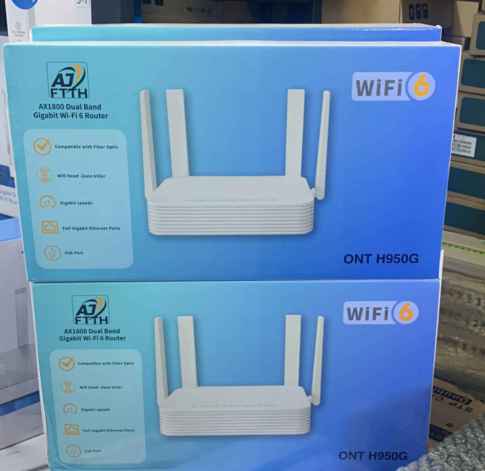 💢وحششش الساحة صار الراوتر الاقوى حاليا💢

🛑🛑🛑العملاق AJ اثبت كفائتة 🛑🛑✊🏻💪🏻

💢💢باوعلي مواصفات وشوف الكفائة 💢💢

✅راوتر ضوئي FTTH  واي فاي 6 جديد براند Aj♾️ 
✅  على كل الشركات تشتغل 
✅ عالي الاداء  + استقرار عالي
 ✅4 Antenna H950G ONU XPON WIFI 6 Router🛜

‏AX1800 Dual Band 2.4G 5G WIFI✅ With OMCI Gpon
‏✅#H950G/ Xpon / Gpon / Epon ✔️

‏  ✅4 Port Lan /Giga 🛜 2.4G/ 5.8G 
💯 متوافق مع جميع OLT💯 
✅ عروض خاصة وحصرية للوكلاء والمكاتب
✅ تحطيـــــــــــم بالأسعـــــــــار

☎️ للطلب ‭0771 078 7700‬
🚚 توصيل لكل محافظات العراق
