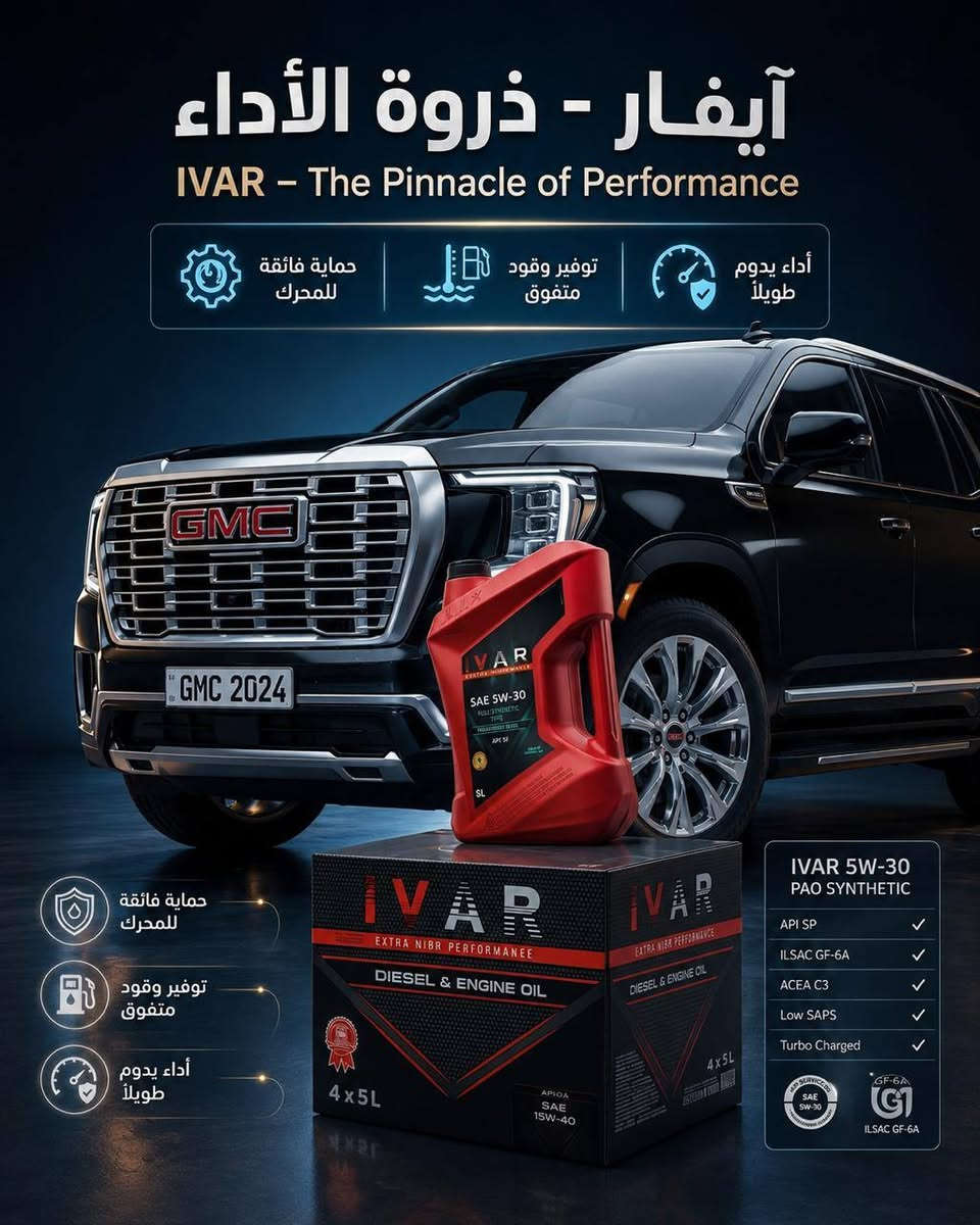 زيوت IVAR هي علامة تجارية لزيوت التشحيم تُستخدم لسيارات البنزين والديزل، وتشمل زيوت للمحركات الخفيفة والثقيلة. جودة الزيت لا تُحدد بالاسم فقط، بل بالمواصفات والاعتمادات الموجودة على العبوة.
زيوت IVAR هي علامة تجارية لزيوت التشحيم تُستخدم لسيارات البنزين والديزل، وتشمل زيوت للمحركات الخفيفة والثقيلة. جودة الزيت لا تُحدد بالاسم فقط، بل بالمواصفات والاعتمادات الموجودة على العبوة.
أهم الأمور التي تُقرأ في زيت IVAR أو أي زيت:
1) اللزوجة (Viscosity):
مثل:
0W-20 → سيارات حديثة واقتصادية بالوقود.
5W-30 → شائع لكثير من سيارات البنزين الحديثة.
5W-40 → يتحمل حرارة أعلى ومناسب لكثير من المحركات.
10W-40 → سيارات أقدم أو ظروف تشغيل أثقل.
15W-40 → كثير الاستخدام في الديزل والشاحنات.
20W-50 → لمحركات أقدم أو استهلاك زيت أعلى.
شرح الرقم:
الرقم قبل W = أداء الزيت وقت البرد.
الرقم بعد W = سماكة الزيت عند حرارة التشغيل.
2) مواصفات البنزين (API): قد تجد:
API SP → أحدث لمحركات البنزين.
API SN / SM → أجيال أقدم.
3) مواصفات الديزل: قد تجد:
API CK-4 → للشاحنات والديزل الحديث.
API CJ-4 → لمحركات ديزل كثيرة الاستخدام.
API CI-4 → لمحركات ديزل أقدم.
4) اعتمادات الشركات بعض الزيوت تحمل موافقات شركات مثل:
Mercedes-Benz
BMW
Renault
Volkswagen
ارقام تلفونات المبيعات 
***********
***********
العنوان العراق- بغداد
الايميل - ivar.lubricants@gmail.com
