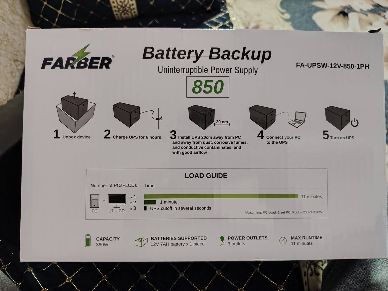 سلام عليكم
ups farber Offline 
جديد سعة 850va  استعمال اسبوعين فقط 
سعرة 30 قفل عندي توصيل مكاني كوت


**إذا كنت صاحب هذا الإعلان وتريد حذفه لأي سبب، رجاءا أرسل رسالة إلى الدعم الفني**