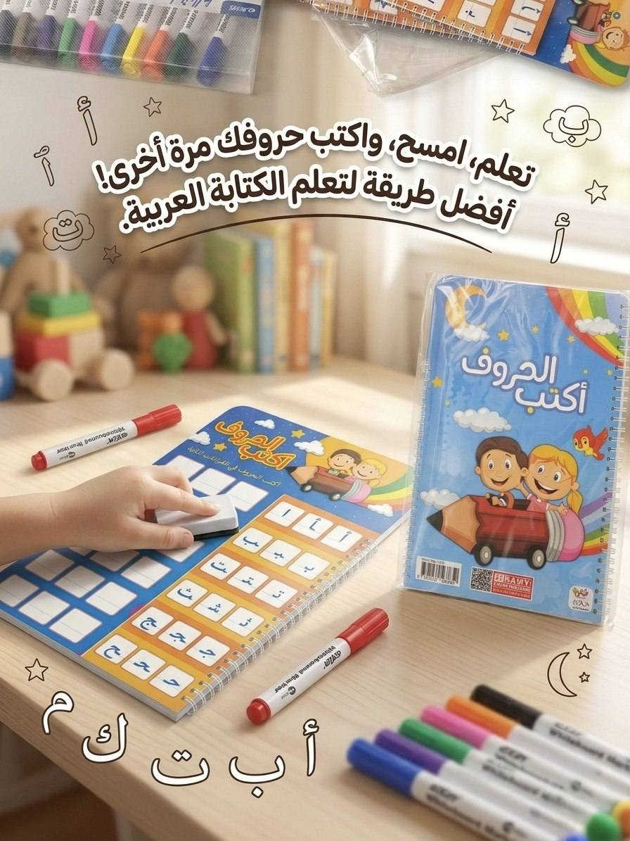 المجموعة التعليمية المتكاملة لتأسيس طفلك صارت جاهزة! 🤩✨
لأن التأسيس الصح يحتاج أدوات صح، وفرنالكم السلسلة الذكية (اكتب وامسح) اللي تجمع بين متعة اللعب وجودة التعلم:
📘 دفتر الحروف العربية
📙 دفتر الحروف الإنجليزية
📗 دفتر جدول الضرب
✔️ ميزة المسح وإعادة الكتابة تخلي الطفل يتدرب براحته وبدون ملل أو خوف من الخطأ.
✔️ ألوان وتصاميم جذابة تحبب الأطفال بوقت الدراسة.


**إذا كنت صاحب هذا الإعلان وتريد حذفه لأي سبب، رجاءا أرسل رسالة إلى الدعم الفني**