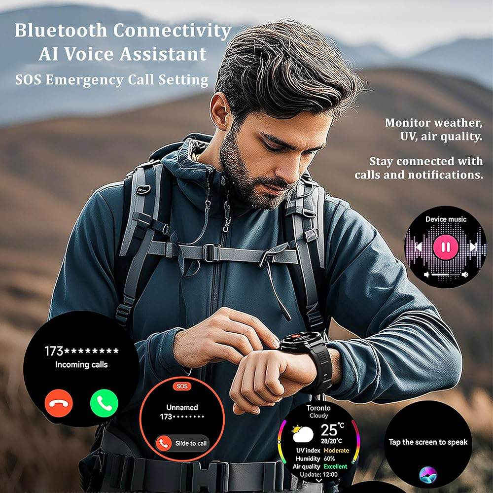 GPS Smart Watch
⚙️ المواصفات
 • 📍 GPS مدمج لتتبع المسار
 • 🧭 بوصلة رقمية
 • ❤️ قياس نبضات القلب (BPM)
 • 🚶‍♂️ عداد خطوات
 • 🏃‍♂️ حساب المسافة والسعرات الحرارية
 • 🌦️ عرض حالة الطقس
 • 🕒 عرض الوقت والتاريخ
 • 💤 تتبع النشاط اليومي
 • 📱 تعمل مع أندرويد و iOS
 • 🔋 بطارية تدوم عدة أيام (حسب الاستخدا )
 • 💧 مقاومة لرذاذ الماء (رياضة واستخدام يومي)
 • 🖥️ شاشة دائرية كبيرة بتصميم رياضي
 • ⌚ سوار سيليكون مريح

🎯 مناسبة لـ:

الرياضة، المشي، الجري، السفر، والاستخدام
 اليومي*********** أربيل, العراق
