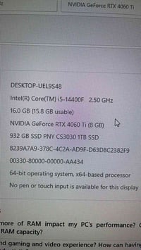 RTX ٤٠٦٠ Ti • i5 جيل ١٤ • SSD ١ تيرا
