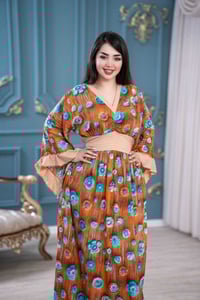 فستان كلوش • كشمير ثري دي • فري سايز ٩٠ كيلو