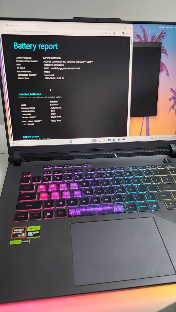 ASUS rog strix g 16 

Amd reyzon 9 8940 HX

RTX 5070 8gb

حجم شاشة 16

ماخذة قبل 4 ايام من شارع الصناعة مزايا بغداد جديد مع ( وصل الضمان لمدة سنة كاملة ) 

 صحة البطارية 100% 
كأنما تاخذة جديد 

SSD 1 tb 
Ram 16 gb
WUXga 165 hz IPs

2,450,000

بغداد الشعب
***********
