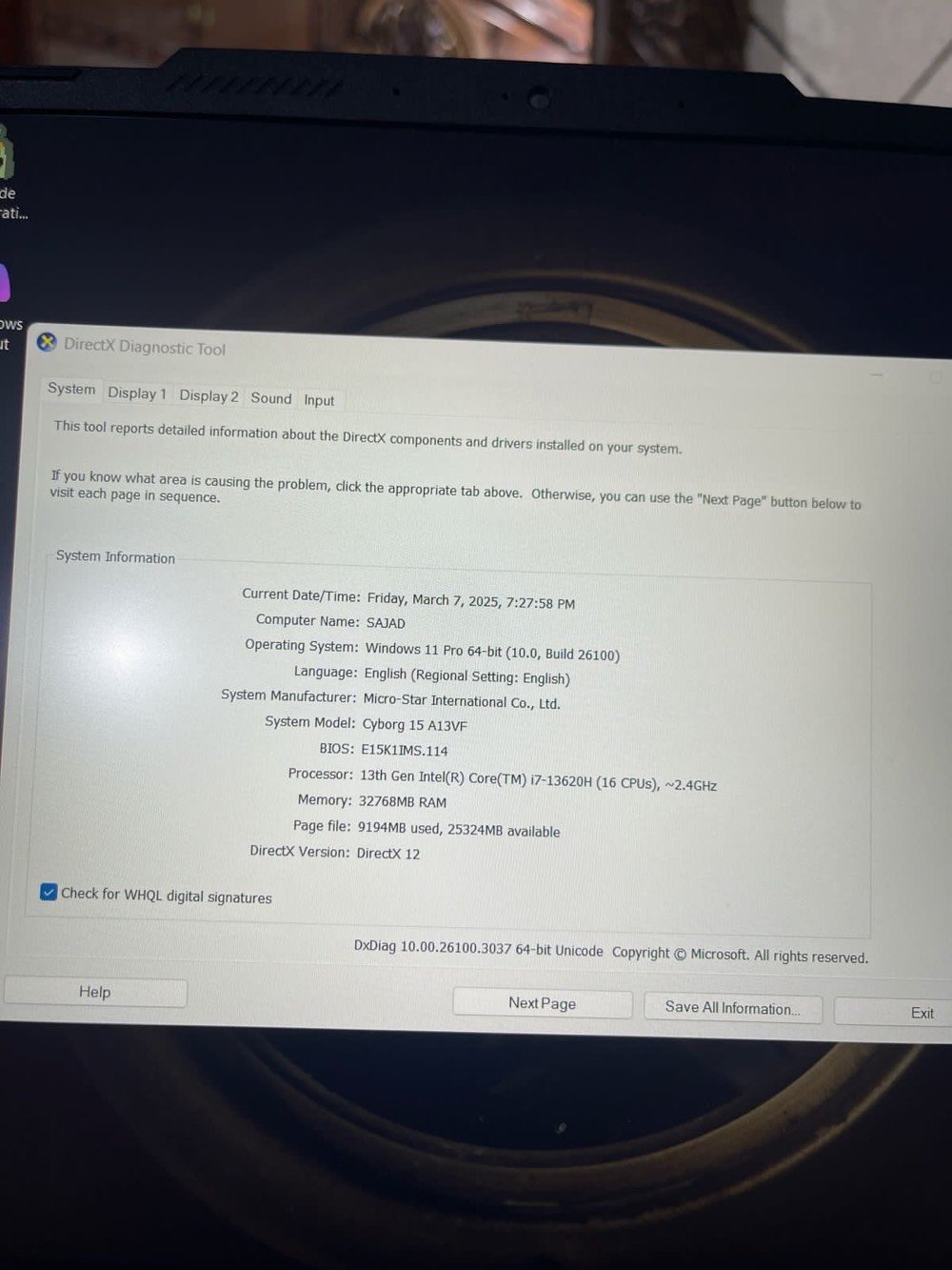 السلام عليكم عندي حاسبتي الشخصيه رايد ابيعها

🔹 المواصفات:



* Intel Core i7-13700H (الجيل 13)

* NVIDIA GeForce RTX 4060 8GB

* RAM 32GB DDR5

* SSD NVMe 512GB

* شاشة 15.6 بوصة FHD IPS 144Hz



🔹 حالة الجهاز:



* مستخدم استعمال شخصي.

* يعمل بكفاءة عالية ولا توجد أي مشاكل فنية.

* مناسب للألعاب، التصميم، المونتاج، وبرامج الهندسة مثل  

ANSYS وSolidWorks



السعر  1,300,00 دينار قفل 

للاستفسار واتساب
 ***********