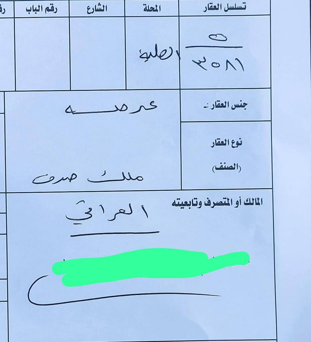 قطعه طابو للبيع سوق الشيوخ حي العسكري شارع الطفاء ***********
مقابل مدرسه إبراهيم الجاب
