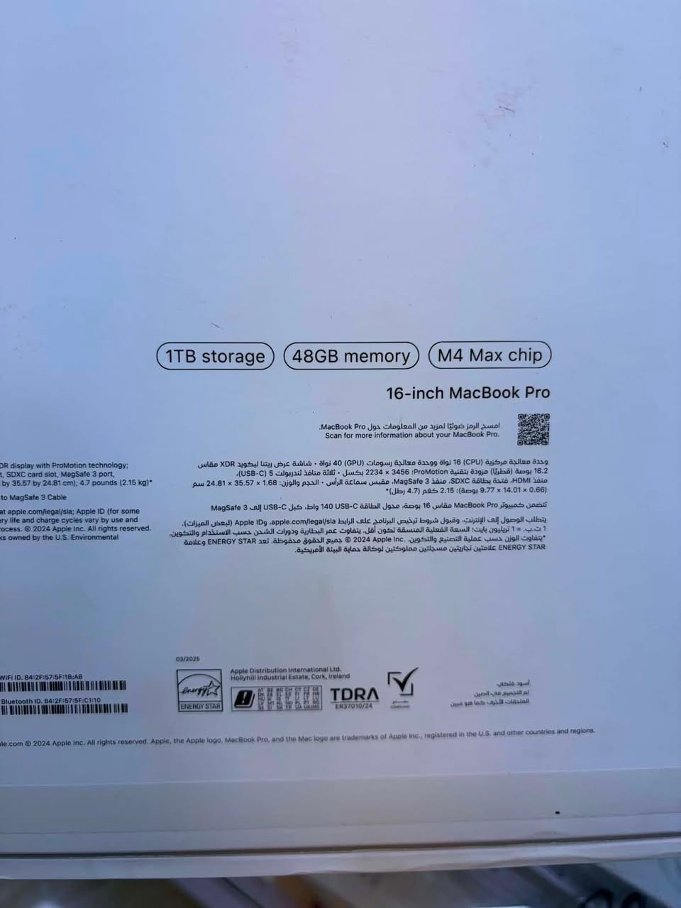macbook pro
m4max
40core gpu 
16 core cpu 

ram 48 

hard 1t 

سايكل 50 

باتري 100

شاشة حجم 16

السعر 4,200,000

***********
