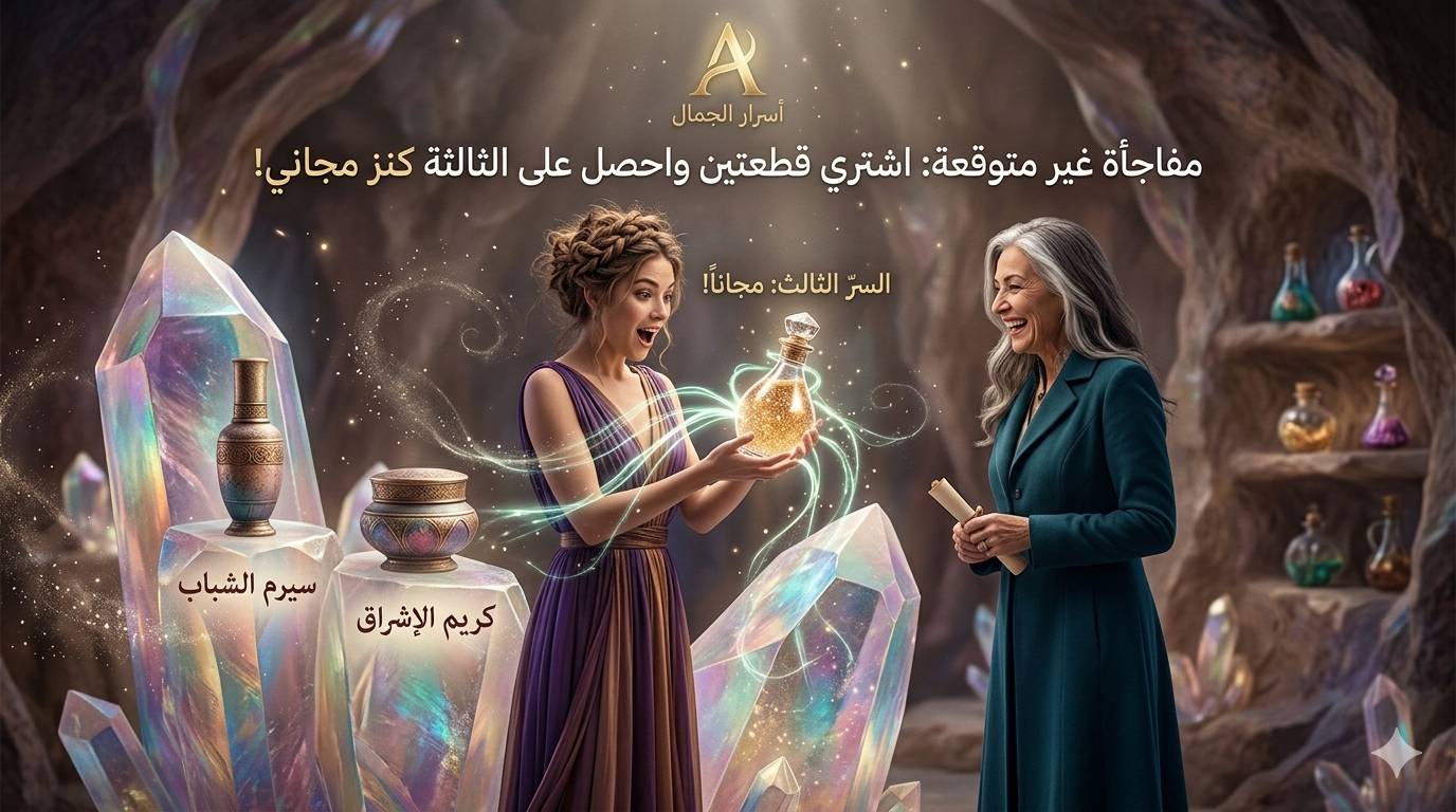 عروضنا الذهبية بدأت! ✨
لكل امرأة تبحث عن سحر الإشراق، "أسرار الجمال" يمنحكِ فرصة لا تُفوّت: اشتري قطعتين من مستحضراتكِ المفضلة، واحصلي على الثالثة هدية مجانية بالكامل! 🎁
دللي بشرتكِ الآن بنفحات الجمال والنضج، واكتشفي المفاجأة التي تنتظركِ.
تابعي تفاصيل العرض كاملة عبر قناتنا على اليوتيوب وسارعي بالطلب! ?

للتواصل ***********