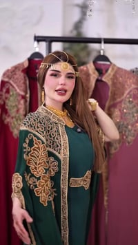 قفاطين مصري • طقم قطعتين • تطريز كريستال حراري