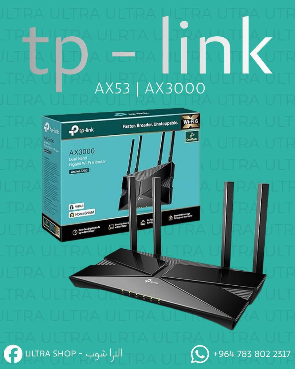 🌐راوترات Tp-link🌐
🔵840N (17 الف)
🔵845N  (20 الف)
🔵C6  (41 الف
🔵C20 (26 الف)
🔵C80  (52 الف)
🔵Ax10 (56 الف)
🔵Ax12  (48 الف)
🔵Ax20 (65 الف)
🔵Ax53  (70 الف)
الواتساب ***********
🚚خدمة توصيل لكافة المحافظات🚚
