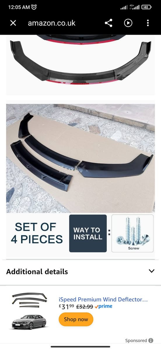 سپۆڕتی پێشەوە ئەمازۆن یوکەی بۆ هەموو سەیارەیەکی سپۆڕت دەبێ چوار پارچەیە و دەبێتەوە سێ پارچە بۆ سەیارەی  بڵند و نەوی نرخەکەی لە ئەمازۆن 33£ پاوەندە بۆ ئاڤانتی و شاهینە و مەلیکە و دۆج و نیسان ڕۆگ و بیئێم  جیتا دەبێ بۆ زانینی نرخ پەیوەندی بکە ***********
 واتس ئاپیش کراوەیە ناونیشان ڕانیە
