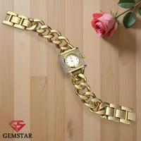 ساعة نسائية • ذهبي فضي • كرستال ناعم