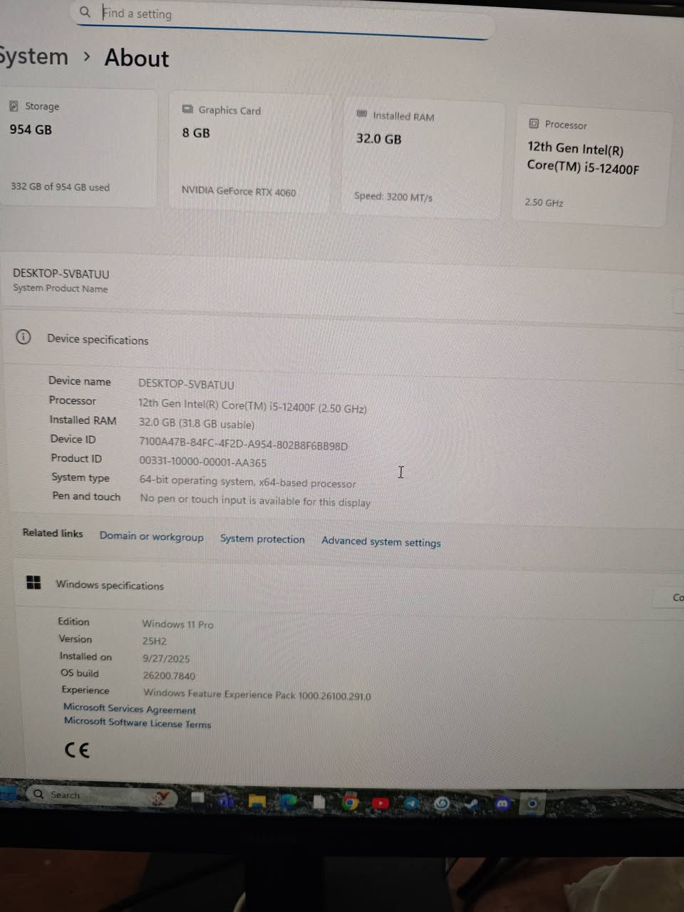 High-performance custom-built PC,تجميعة نظيفة كلش للبيع، pc
💻 Specifications:

CPU: Intel Core i5-12400F (12th Gen)

GPU: NVIDIA GeForce RTX 4060 – 8GB

RAM: 32GB 2×16 DDR4 3200MHz

Storage: 1TB NVMe SSD (Very fast)

Motherboard: ASUS PRIME H610M-K D4

Power Supply: Gamdias KRATOS E1 600W

Case: RGB Gaming Case with 6 ARGB Fans

CPU Cooler: DeepCool AG400 ARGB

🎮 Performance:

Runs all modern games smoothly (1080p & 1440p)

Excellent for video editing, rendering, CAD, and multitasking

Fast boot & loading times

✅ Condition:

Clean, excellent condition

No issues, fully tested

Ready to use

💰 Price: $750


**إذا كنت صاحب هذا الإعلان وتريد حذفه لأي سبب، رجاءا أرسل رسالة إلى الدعم الفني**