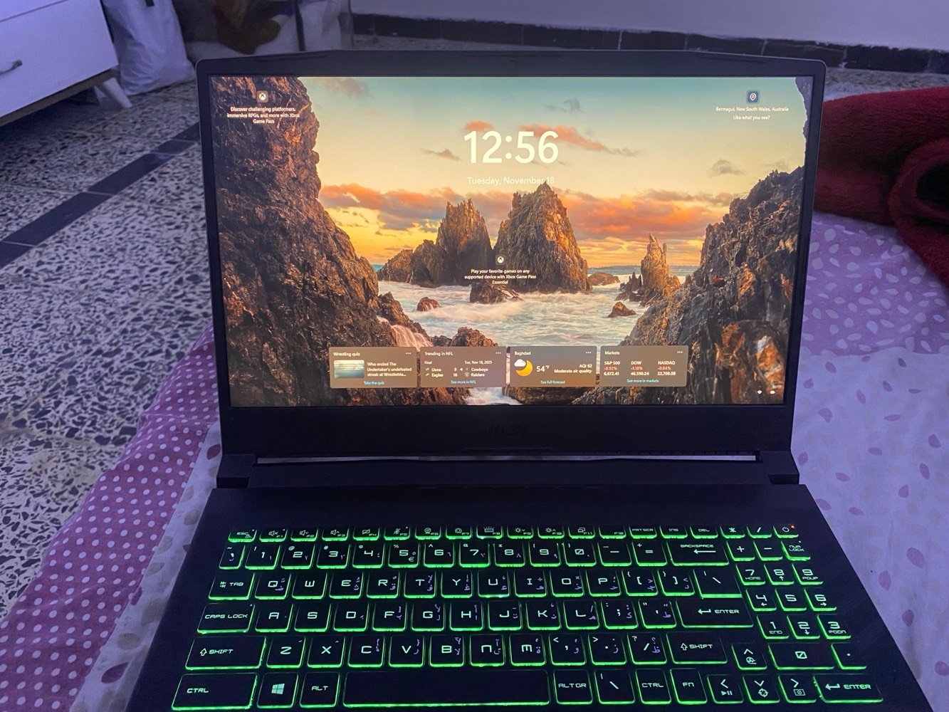 أعرض لابتوب MSI Crosshair 15 بمعالج Intel Core i7 من الجيل 11 وسرعة تصل إلى 2.30GHz. يتميز بذاكرة RAM تصل إلى 32 جيجابايت وقرص صلب بسعة 477 جيجابايت مع بطاقة رسومات 4 جيجابايت NVIDIA GeForce RTX. الجهاز في حالة جيدة جداً ومثالي للألعاب والبرامج الثقيلة.