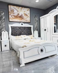 غرفة نوم مرمري • ٧ قطع • سرير ١٦٠×٢٠٠