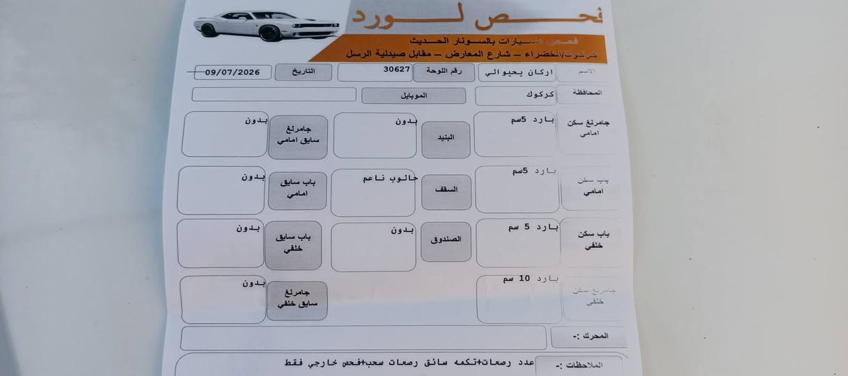 سيارة على وضع الشركة كل بلادي 
لا صبغ ولا حادث 
تبريد ثلج محرك شرط حساس منع سرقة كامرة
سنوية جديدة ٢٠٣١ مشروع
 بطاقة بانزين
تايرات جديدة 
صار ٨ سنوات يمي ورقة مال فحص بالصور
سعرة ٦٩ بي مجال 
*********** كركوك, العراق
