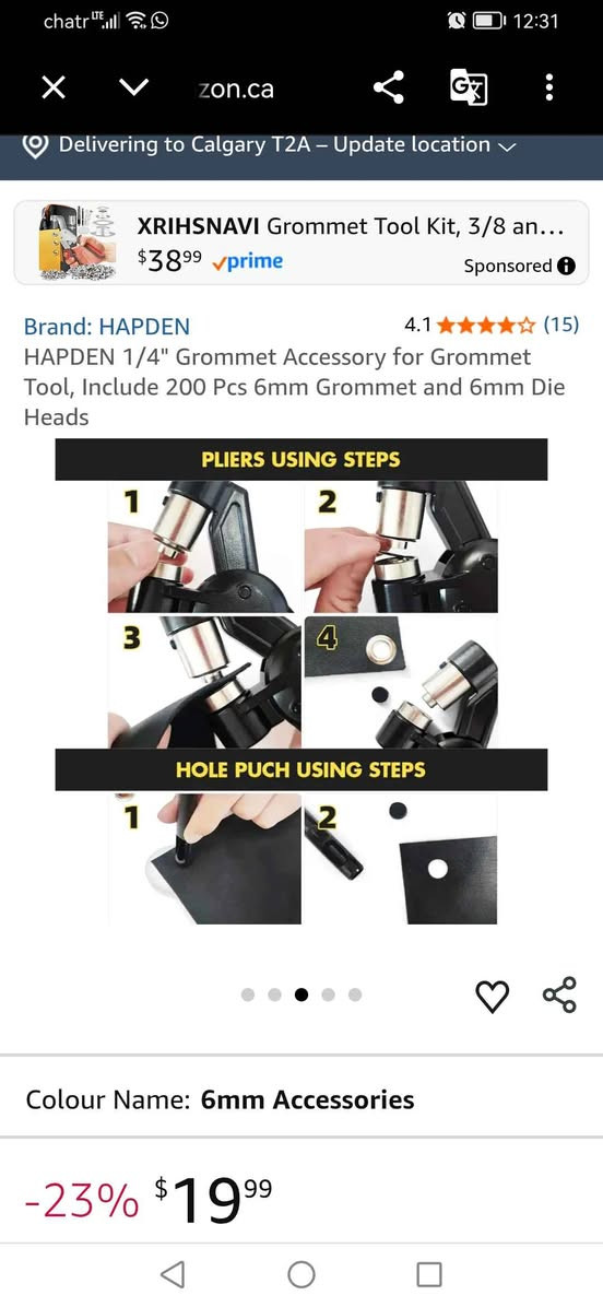 Brand new
Never used gurantee

4 box are available

HAPDEN 1/4" Grommet Accessory for Grommet Tool, Include 200 Pcs 6mm Grommet and 6mm Die

Pick up in ne Calgary
52 st&16ave Calgary, AB


**إذا كنت صاحب هذا الإعلان وتريد حذفه لأي سبب، رجاءا أرسل رسالة إلى الدعم الفني**