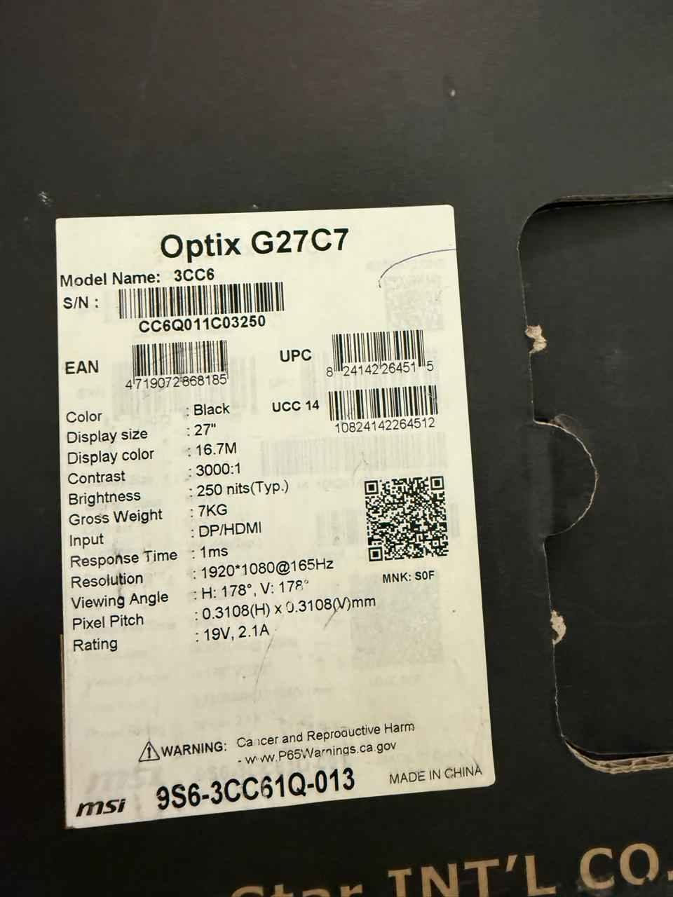 شاشة كيمنك MSI Optix G27C7
​الحجم: 27 بوصة.
​التردد: 165 هرتز (165Hz).
​زمن الاستجابة: 1 ملي ثانية (1ms).
​الدقة: Full HD (1080p).
​المنافذ: HDMI / DisplayPort.
الشاشة غنية عن التعريف وممتازة جداً لألعاب الـ PC والـ Consoles (مثل الـ PS5 والـ Xbox). بغداد, العراق


**إذا كنت صاحب هذا الإعلان وتريد حذفه لأي سبب، رجاءا أرسل رسالة إلى الدعم الفني**