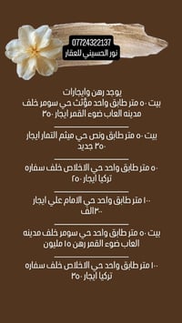 يوجد رهن وايجارات  بيت ٥٠ متر طابق واحد مؤثث حي سومر خلف مدينه العاب ض...