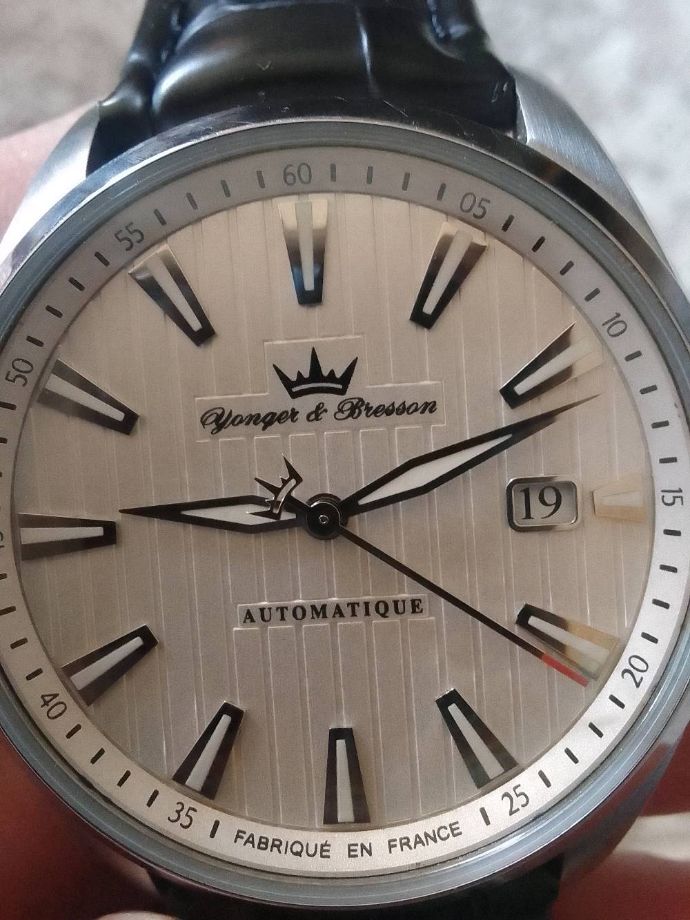 ساعه يونغر بريسون فرنسي اوتماتيك أصلي جلد طبيعي القطر 40 ملم