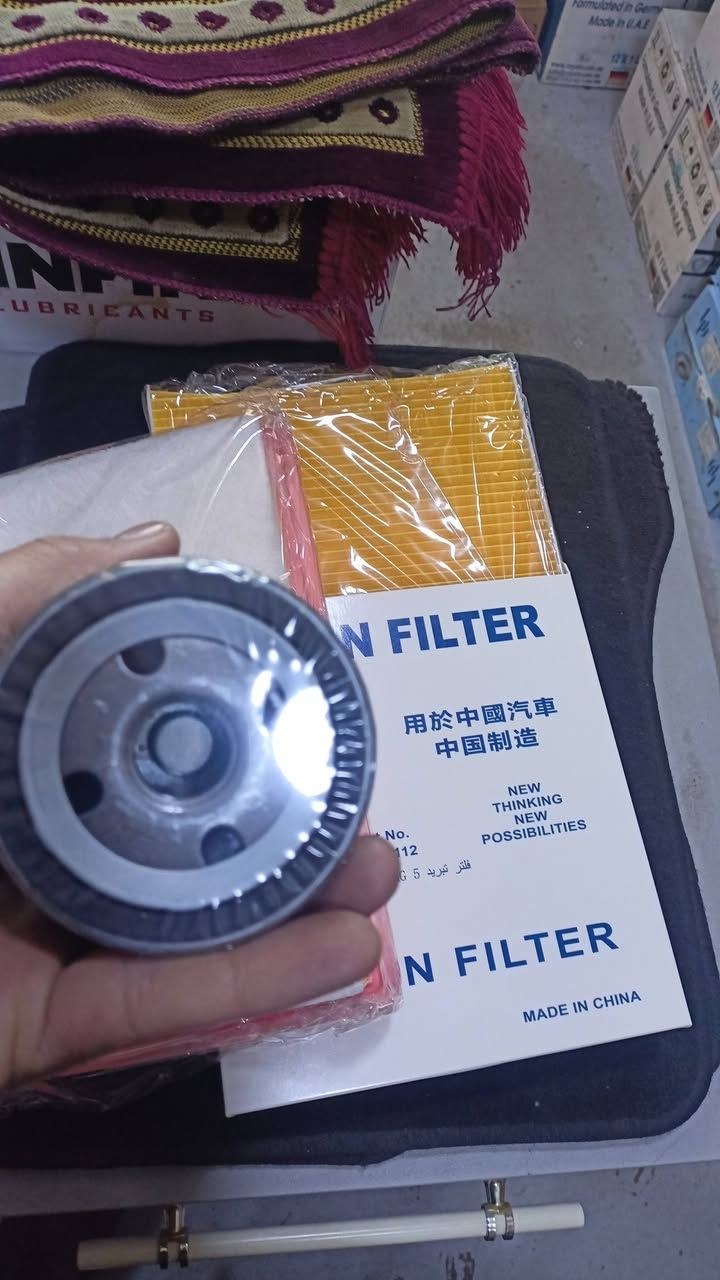 كلار حي صناعي واتساب توصيل موجود ***********
فلتر شوتة 6000
فلتر دهن 4000
فلتر بنزين 5000
فلتر تبريد 5000
فلتر براد 5000
فلتر داخل كيس 9000
زوج دبل أمامي MG5..GT.. PLUSالف. 
30000....الف دهن MG
