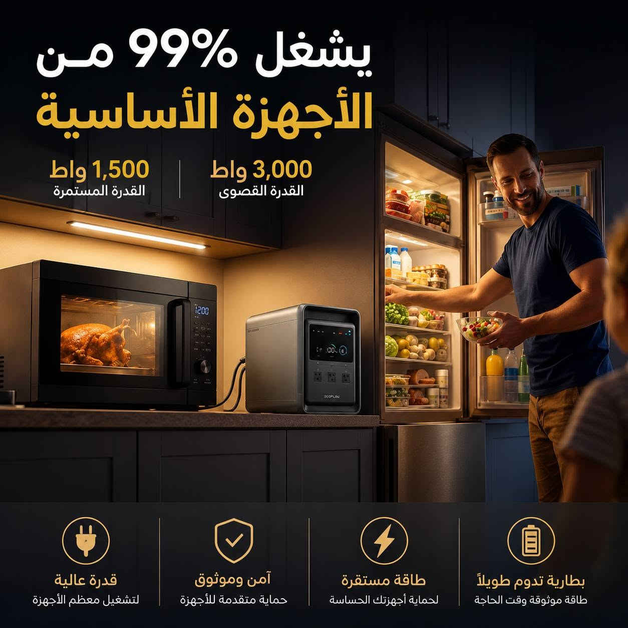 ⚡️ محطة الطاقة المحمولة ECOFLOW S2000
هل تبحث عن مصدر طاقة موثوق يجمع بين القوة، السرعة، والذكاء؟
مع ECOFLOW S2000 ستحصل على محطة طاقة احترافية مصممة لتلبية احتياجات المنزل، والعمل، والرحلات، والطوارئ.
✅ أبرز المميزات:
🔋 سعة بطارية 2010 واط-ساعة
توفر طاقة كافية لتشغيل أجهزتك لساعات طويلة.
⚡️ قدرة خرج مستمرة 1600 واط
تشغل حتى 99% من الأجهزة المنزلية بكل كفاءة، مع قدرة تجاوز تصل إلى 1800 واط.
🚀 شحن فائق السرعة
اشحن البطارية حتى 80% خلال ساعة إلى 1.2 ساعة فقط (حسب وضع الشحن).
☀️ دعم الشحن بالطاقة الشمسية
متوافقة مع الألواح الشمسية للحصول على طاقة نظيفة ومتجددة أينما كنت.
🔄 بطارية LFP طويلة العمر
حتى 6000 دورة عند الاحتفاظ بـ80% من السعة.
حتى 10000 دورة عند الاحتفاظ بـ60% من السعة.
مصممة لتخدمك لسنوات طويلة.
⚙️ كفاءة استهلاك عالية
استهلاك في وضع الخمول: 6 واط فقط.
وضع الاستعداد: 2 واط.
أكثر كفاءة من معظم المنافسين في الأحمال الخفيفة.
⚡️ نظام UPS سريع
زمن تحويل أقل من 10 مللي ثانية لحماية أجهزتك الحساسة عند انقطاع الكهرباء.
📱 تحكم ذكي عبر التطبيق
راقب البطارية، تحكم بالمخارج، وجدول الشحن عن بُعد بكل سهولة.
🛡 أنظمة حماية متقدمة
حماية من ارتفاع الحرارة، زيادة الحمل، قصر الدائرة، زيادة الجهد، وانخفاضه لضمان تشغيل آمن ومستقر.
🎒 تصميم مدمج وخفيف
أصغر بحوالي 30%.
أخف وزناً بحوالي 25%.
مقابض مدمجة لسهولة الحمل والتنقل.
📦 مناسبة للاستخدام في:
🏠 المنازل
🏕 الرحلات والتخييم
🚗 السفر داخل السيارة
🏢 المكاتب
📹 التصوير والإنتاج
⚡️ حالات الطوارئ وانقطاع الكهرباء
ECOFLOW S2000... طاقة احترافية، شحن أسرع، وعمر بطارية استثنائي لتبقى أجهزتك تعمل في أي وقت وأي مكان.
📩 تواصل معنا الآن لمعرفة السعر وأحدث العروض.


**إذا كنت صاحب هذا الإعلان وتريد حذفه لأي سبب، رجاءا أرسل رسالة إلى الدعم الفني**
