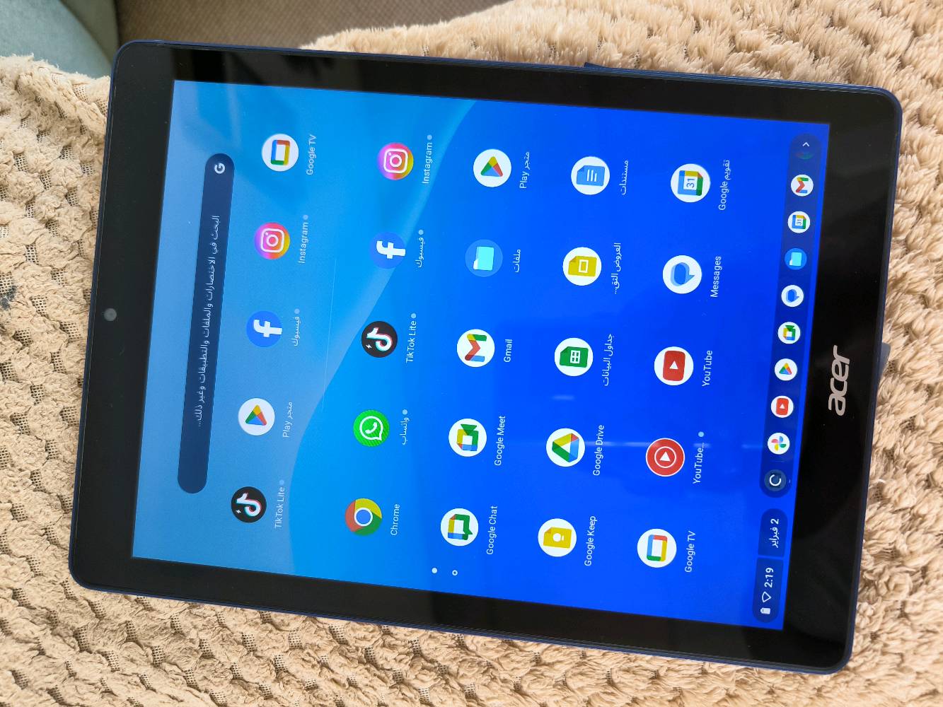 تاب ماركة ايسر الأمريكي شاشة حجم 10 دقة عالية ذاكرة 32 عشوائية 4 بطارية 8000 بي منفذ رام وقلم خاص بي منفذ شحن تايب سي 65 واط الجهاز كلش نظيف توصيل موجود 