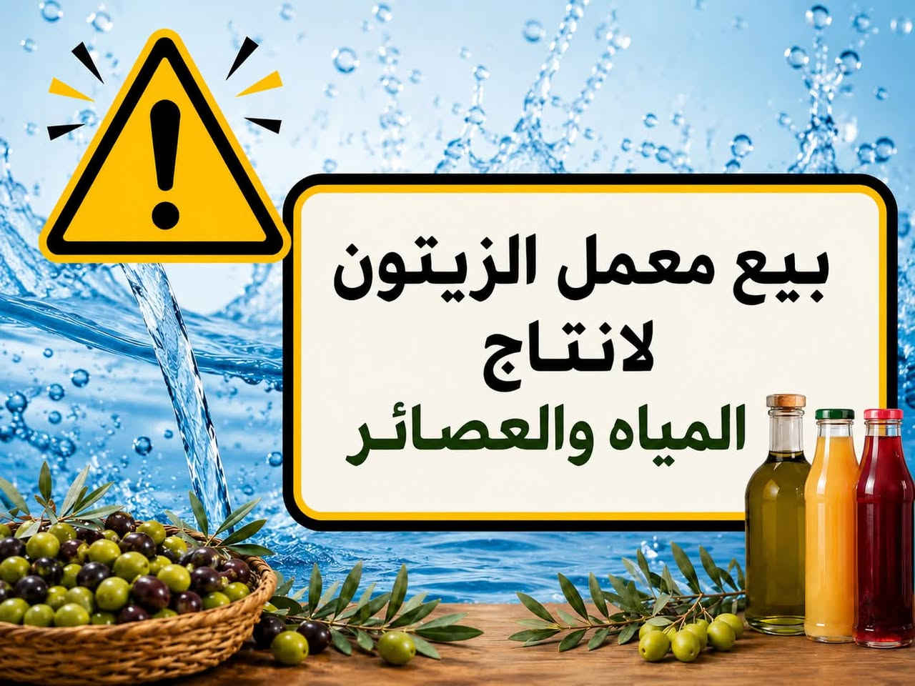 السلام عليكم
معمل مياه وعصائر للبيع جاهز من كل شيء 
خطين انتاج بيتا باك 
خط المياه القدره الانتاجيه  200 كارتون بالساعه حجم القدح 200مل فول اوتماتيك + جهاز روبوت نقل الاقداح الى الكارتون  
خط العصير 100 كارتون بطل عصير حجم 400مل 
يوجد جهاز نافخه 
وجهاز شرنك 
سياره حمل تيوتا داينه 2002 مع المعمل 
يقع المعمل على ارض مساحه  بايجار سنوي رمزي 
انشاء المعمل جديد ومتكامل من كل النواحي  اجازه صحيه علامه تجاريه وشغال وجديد وخير من الله 
يحتوي على غرفه اداره وحمامات ومساحه خزن للانتاج  البناء حسب شروط وضوابط الصحه والدفاع المدني 
الموقع اللطيفيه  قاطع القامشلي 
 الموقع نظيف وتبليط ويوجد مساحات للنقل والتخزين 
للتواصل والاستفسار الاتصال على الرقم واتساب او اتصال 
***********
