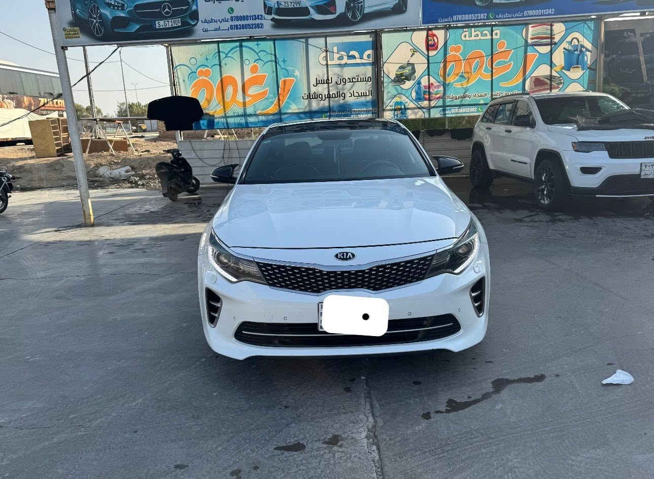 كيا اوبتما 2016 فئة GT LINE جيتي لاين رقم بغداد الجديد باسمي
✅محرك GDi 2400 خليجي 
✅فول 1/1 وكالة خليجي 
المواصفات....
✅اللون ابيض صدفي 
✅تبريد قطعتين منفصل 
✅بانوراما 3حركات 
✅ستيرن شكل رياضي sport 
✅3 انظمة سبورت للقيادة
✅تدفئة ستيرن هيتر 
✅شفتات ستيرن
✅تحكم ستيرن 4 جهات 
✅4 كامرات مع GPS
✅جلد قرميدي اصلي تطريز 
✅كشنات كهرباء السايق والصدر
✅ تخزين 2وضعية ميموري كشن 
✅تدفئة وتبريد كشنات امامي
✅تدفئة كشنات خلفي
✅حساس امامي خلفي
✅كشنات جلد لون ماروني
✅ارضية جلد اون ماروني من المنشأ 
✅زراك لايت
✅لد امامي خلفي ليزر
✅لايت زينون ناصي عالي متحرك مع حركة الستيرن واظهار النقطة العمياء 
✅رادار جاني تنبيه عند اقتراب سيارة من الخلف والجوانب 
✅ايرباك عدد 8
✅3انظمة قيادة ايكو سبورت اعتيادي
✅نظام ABS بريك
✅ مانع انزلاق
✅نظام AUTO HOLD نزول منحدرات
✅بصمات عدد 3 مع الصندوق 
✅الصندوق نظام ذكي فتح الجنطة عند الاقتراب من السيارة 
✅شاشة 8 انج لمس notification 
✅بوصلة تحديد القبلة والخرائط  وتحديد الموقع والملاحة
✅سماعات عدد 10 
✅بلوتوث مع حساس الصوت اذا كان مرتفع عند الكلام ينخفض
✅نظام الصوت  سستم harman/kardon  مع سبوفر مضخم صوت عدد 2
✅ هاند بريك بصمة كهرباء
✅بردات خلفية اصلي
✅نظام شحن الهاتف لاسلكي
✅ ضوء ابيض داخلي 
✅مري كهرباء شفط قلابة مع ضوء إشارة 
✅الماسحات حساس تعمل عند الأمطار
✅ ويل كروب عدد ٥ 
✅ بصمتين

علماً ان السياره ماشيه 100 الف فقط حقيقي الف وقابله للزياده.
🛑 بيها رشه بين جوملغ وباب السائق اثر شخط
المكان : ديوانية
السعر 163$
للاستفسار ***********
