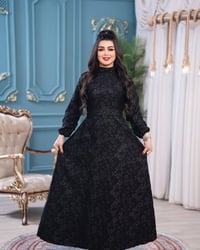 فستان نسائي • سواد فاحم • فري سايز لحد ٩٠ كيلو